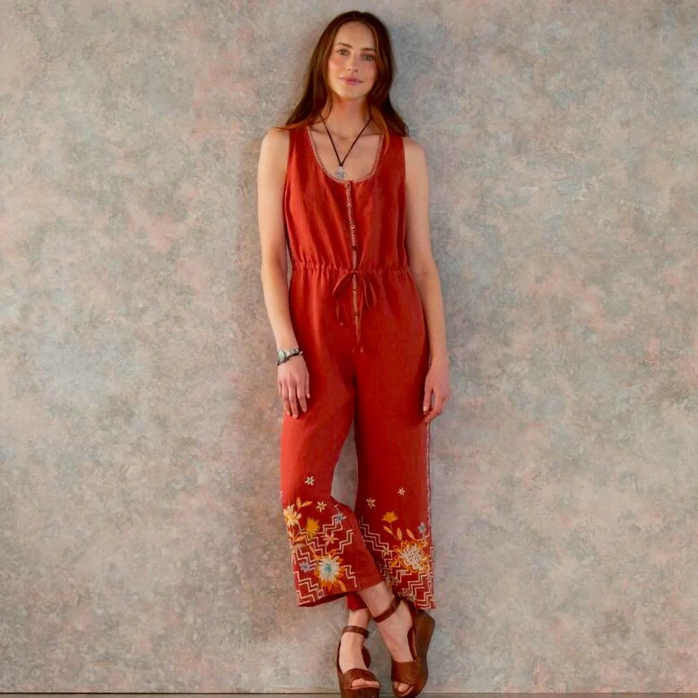 Johnny Was “Elia Linen Tie Jumpsuit”. New with tags! - Picture 2 of 8